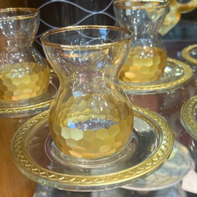 Gold hammered glass tea set