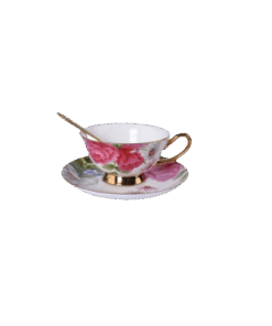 Set Taza de té - – Diseño Rosas Rojas
