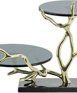 Soporte redondo de 2 niveles - dorado y negro