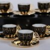 Set de 6 Tazas con Plato Black & Gold
