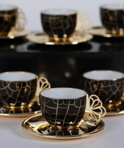 Set de 6 Tazas con Plato Black & Gold