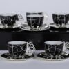 Set de 6 Tazas con Plato Black & Silver
