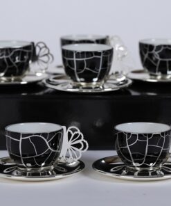 Set de 6 Tazas con Plato Black & Silver