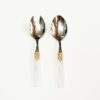 set de cuchara y tenedor modelo Gioello-metacrilato blanco perlado-oro