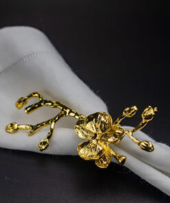 Gold Orchid Branch Napking Ring Set of 4