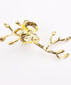 Gold Orchid Branch Napking Ring Set of 4 - Imagen 2