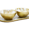 Positano White and Gold Marble 2 Bowl and Tray Set