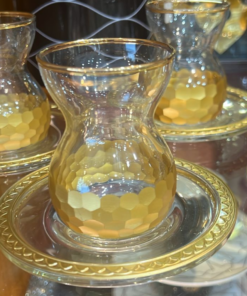 Gold hammered glass tea set
