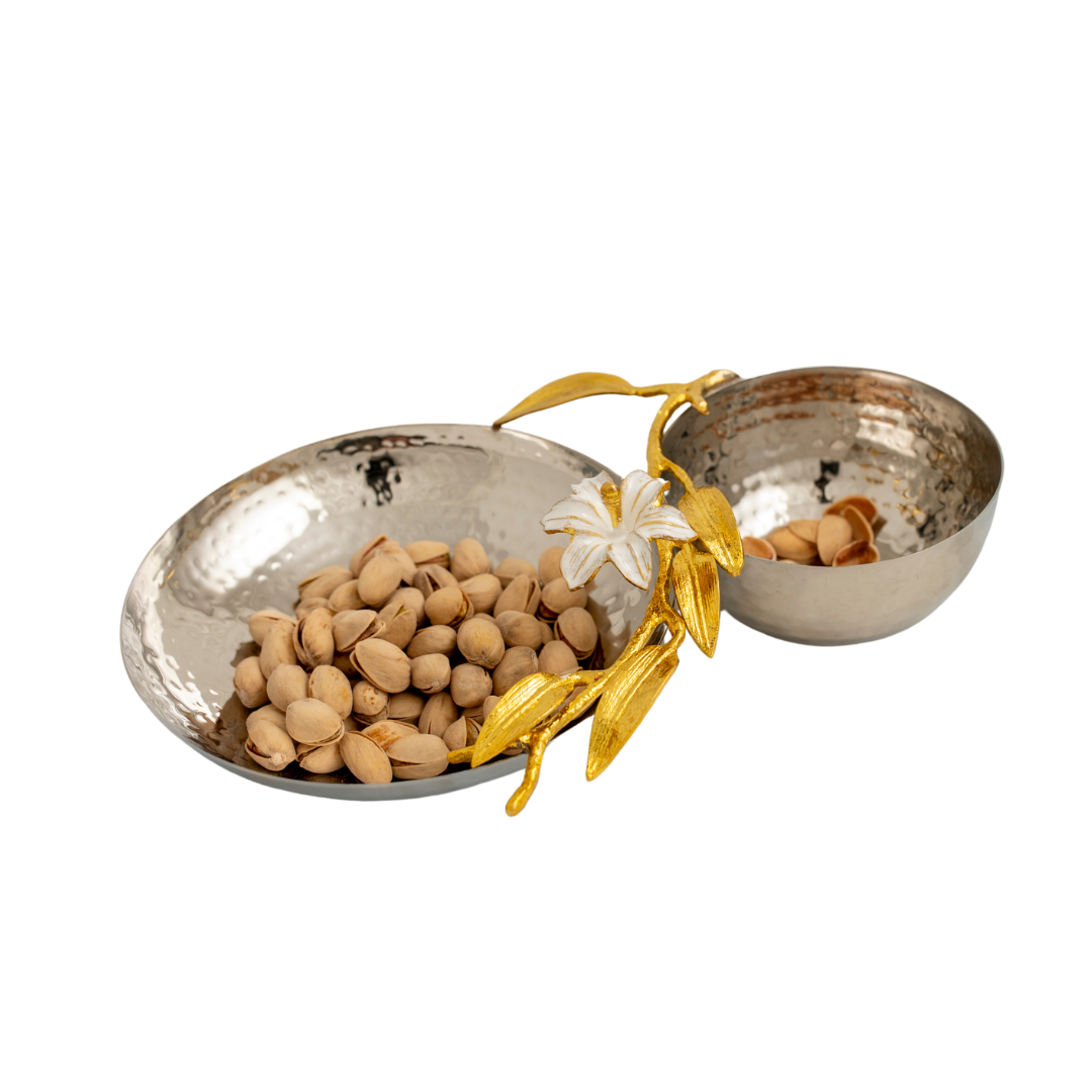 Set de Bowls Dorados con Flor Decorativa