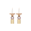 Candelabros de cristal rosa - juego de 2