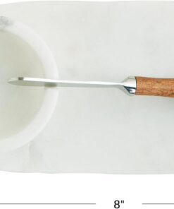 Juego de tablas de queso de mármol blanco con cuenco y cuchillo - Imagen 2