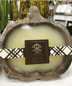 Candle in a Wooden Pumpkin Bowl