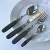 set cubierto stainless steelmodelo France -metacrilato negro perlado