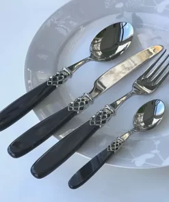 set cubierto stainless steelmodelo France -metacrilato negro perlado