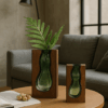 Set Florero madera y vidrio