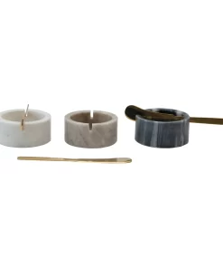 Set bowls de marmol para servir con cuchillos