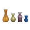Set de 4 mini floreros de vidrio en reborde, multicolor