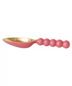 Cuchara para helados de aluminio esmaltado dorado y rosado