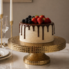 Porta Cake Dorado con Textura Geométrica