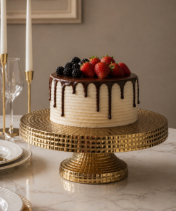Porta Cake Dorado con Textura Geométrica