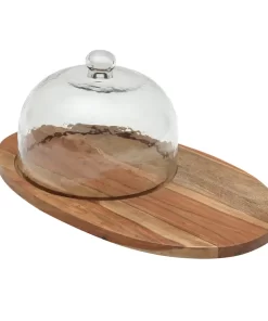 Tabla de Madera con Cúpula de Vidrio